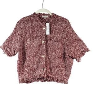 J. Crew Maroon Tweed Short Sleeve Blazer